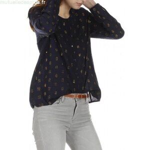 Des Petits Hauts Taranis Lurex Dots Shimmer Shirt Top Navy S